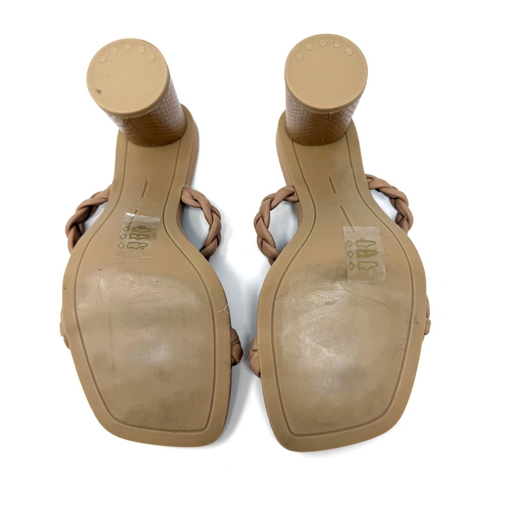 Dolce Vita Paily Braided Block Heel Slide Sandals Tan Leather Square Toe 9M - Picture 8 of 13